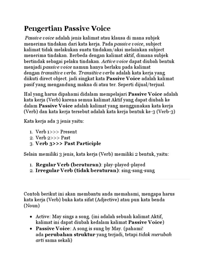 Pengertian Passive Voice