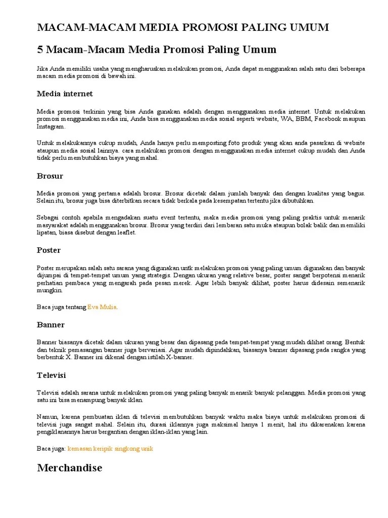 Macam-Macam Media Promosi Paling Umum | PDF