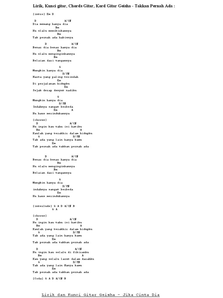 Chord Dan Lirik Lagu Geisha Kamu Memang Yang Pertama