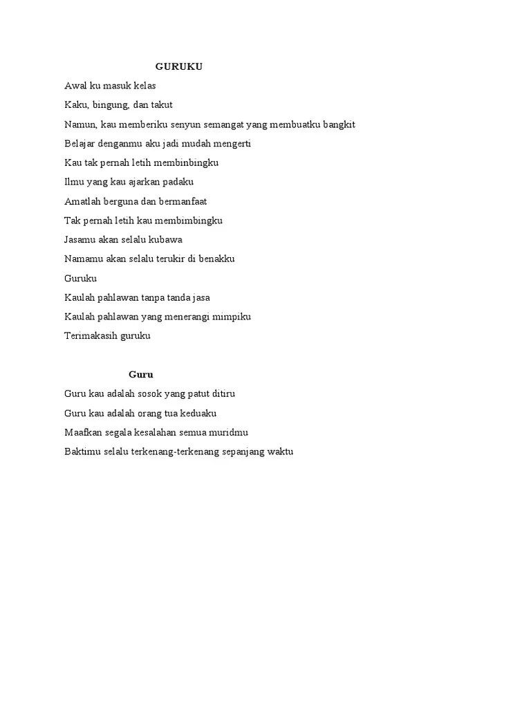 Puisi ayah adalah salah satu contoh ungkapan kasih sayang kepada ayah. Kumpulan Puisi Guru Pdf