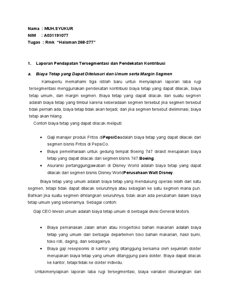 17.07.2021 · biaya tetap adalah istilah yang digunakan dalam keuangan atau ilmu akuntansi untuk menggambarkan biaya yang tidak berubah. Muh Syukur A031191077 Akuntansi Manajemen Halaman 268 277 Pdf