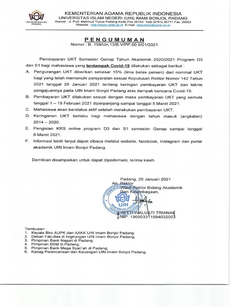 It is an autonomous state university in indonesia. Pengumuman Dan Sk Keringanan Ukt 2021 Pdf