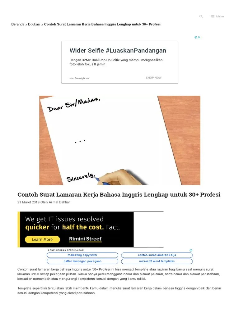 When you purchase through links on our site, we. 31 Contoh Surat Lamaran Kerja Bahasa Inggris Lengkap Untuk 30 Profesi Pdf