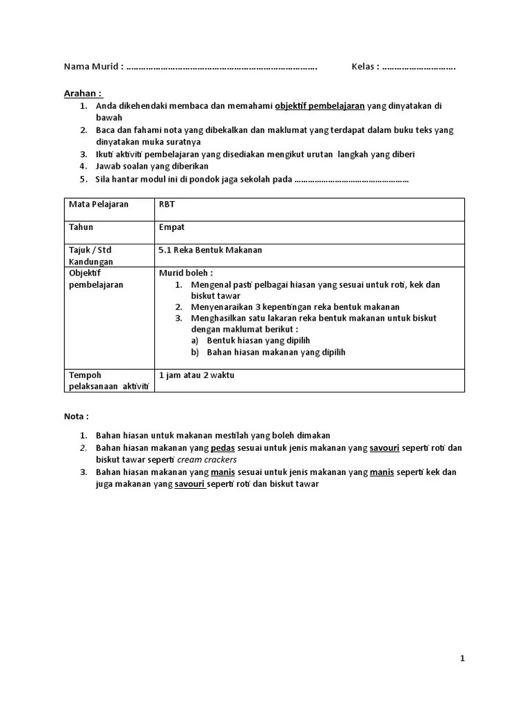 Unit 2 5.0 aplikasi reka bentuk teknologi kejuruteraan sasaran murid tahun 5. Modul Pdpr Rbt Tahun 4 Pdf