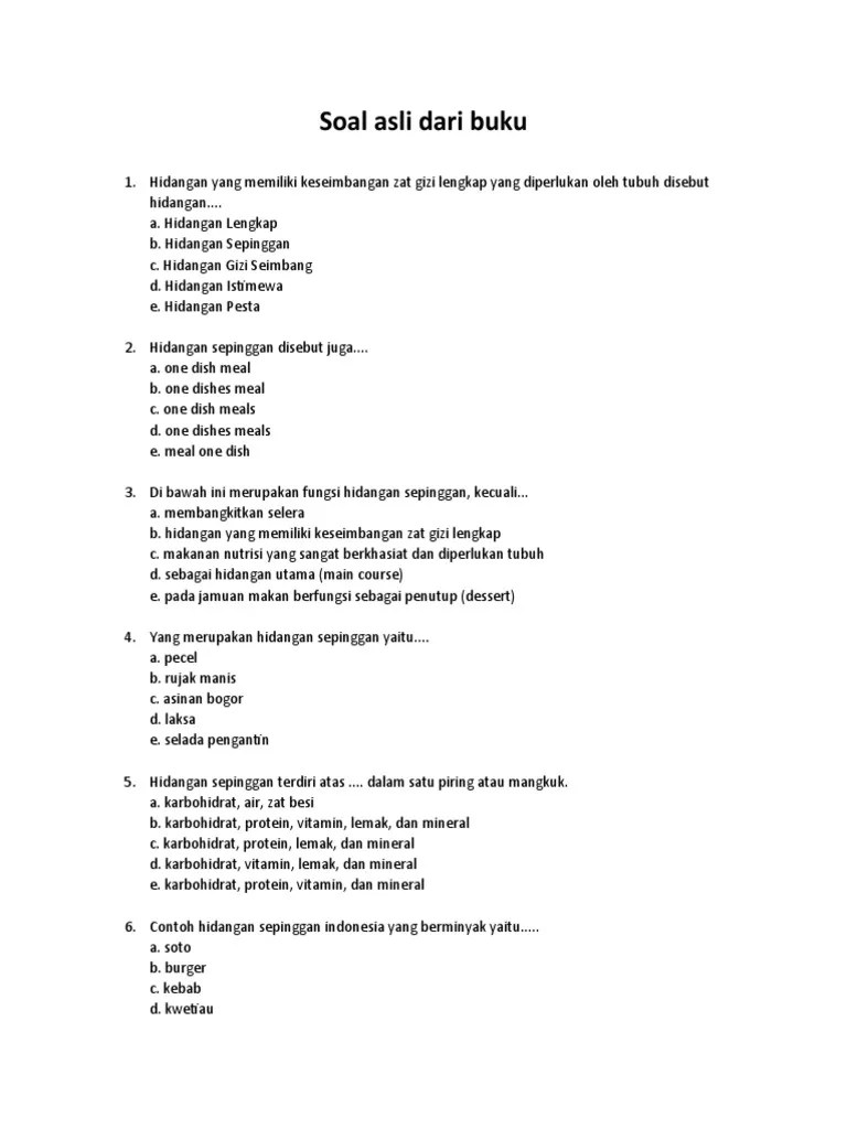 Soal Hiddangan Sepinggan | PDF
