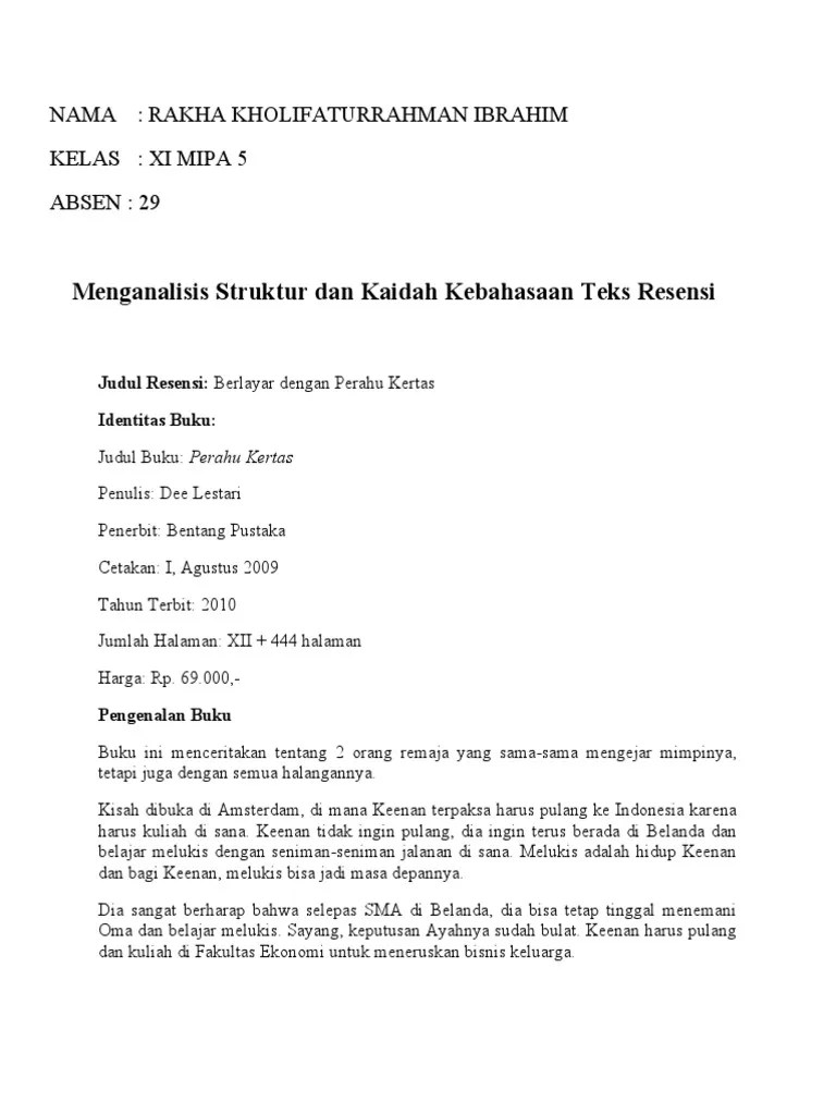 Tugas - B.INDONESIA Analisis Teks Resensi - Rakha | PDF
