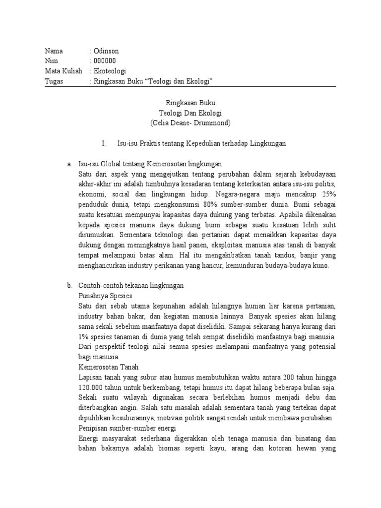 Ekoteologi - Teologi Dan Ekologi | PDF