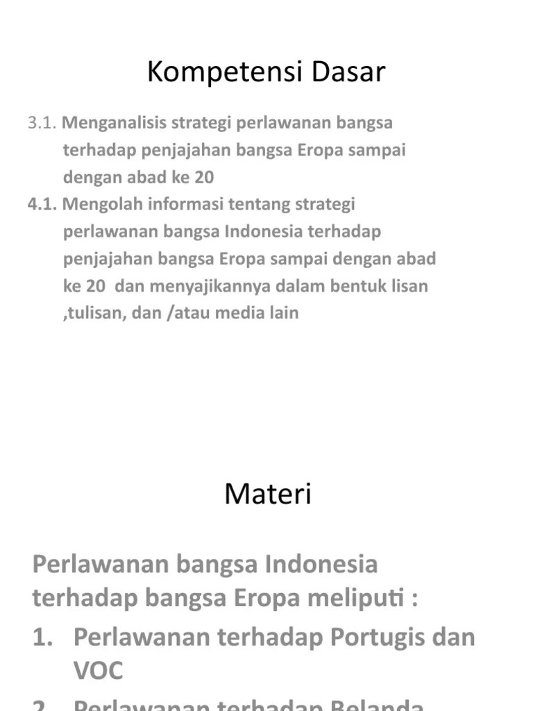 STRATEGI PERLAWANAN BANGSA iNDONESIA tERHADAP BANGSA EROPA | PDF