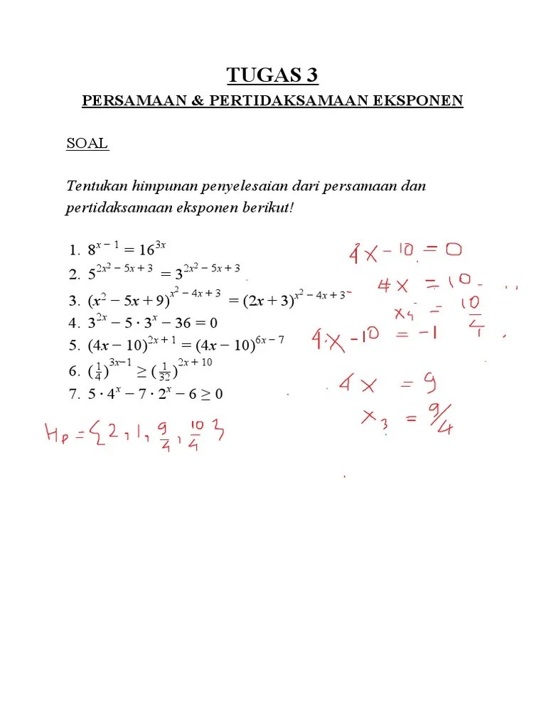 Latihan Soal Persamaan Dan Pertidaksamaan Eksponen | PDF
