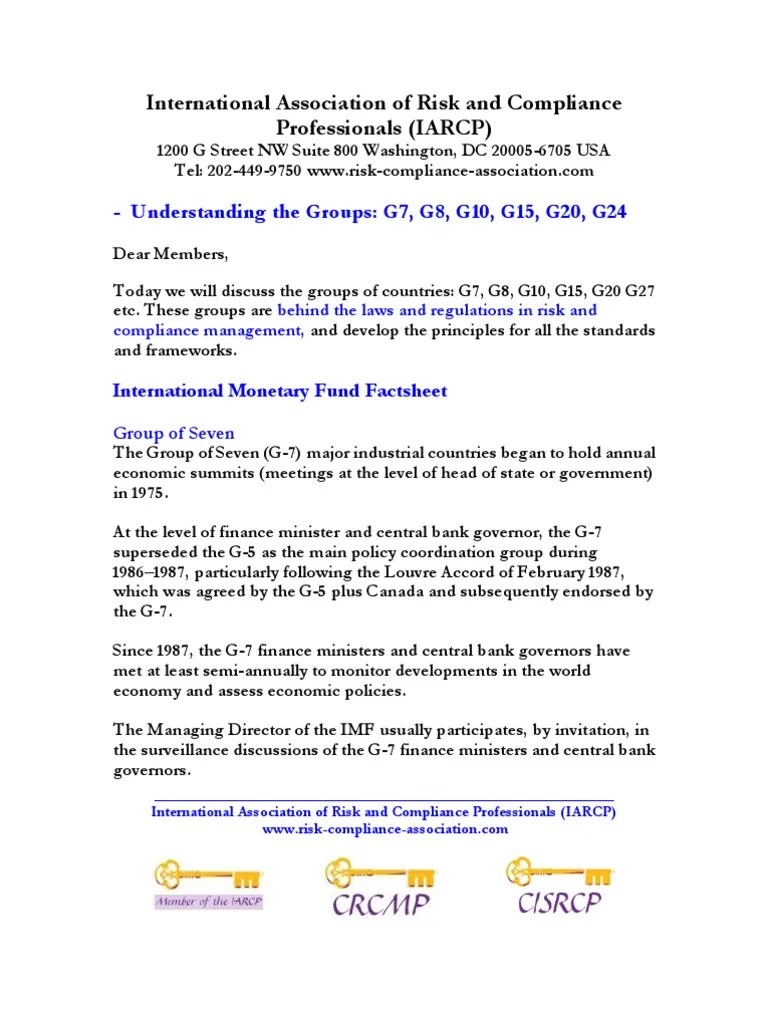 The heads of state and government of the six leading industrial countries (france, germany, italy, japan, . Understanding The Groups G7 G8 G10 G15 G20 G24 Countries Pdf World Economy Global Politics