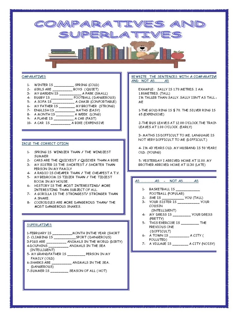What is the significance of the e. Comparatives And Superlatives Fun Activities Games 3546 Pdf Leisure