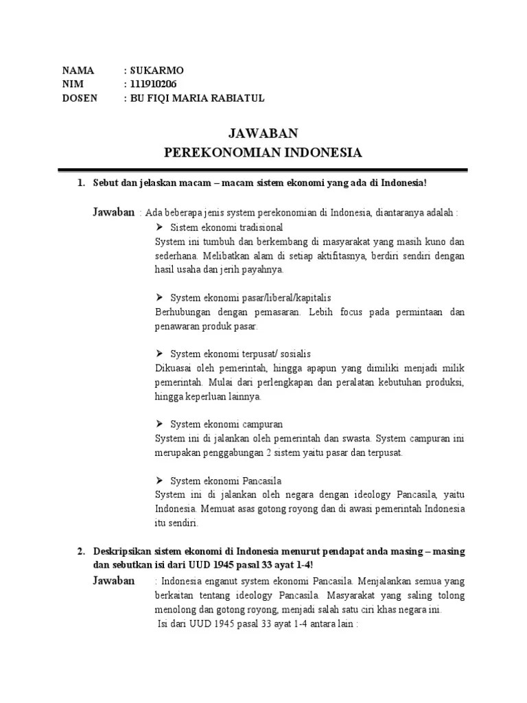 Sukarmo (111910206) - Jawaban Kuis P.indo | PDF