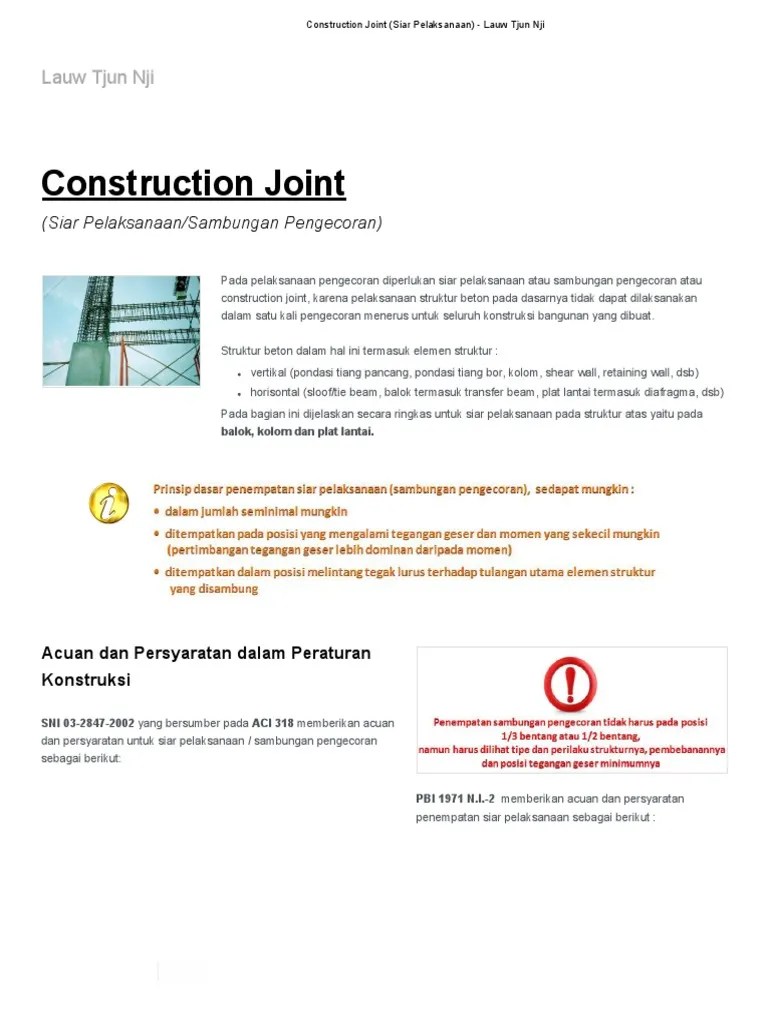 Lauw Tjun Nji-Construction Joint (Siar Pelaksanaan) - Cast Concrete | PDF