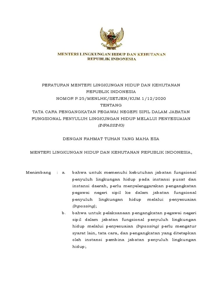 P 25 2020 IMPASSING PENYULUH LH Menlhk 12282020175004 | PDF