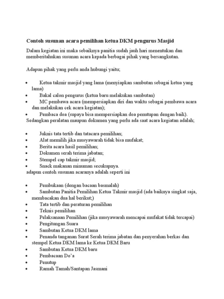 Umat (3) gambar masjid yang tersusun atas tulisan allah, muhammad dan dkm al . Contoh Susunan Acara Pemilihan Ketua Dkm Pengurus Masjid