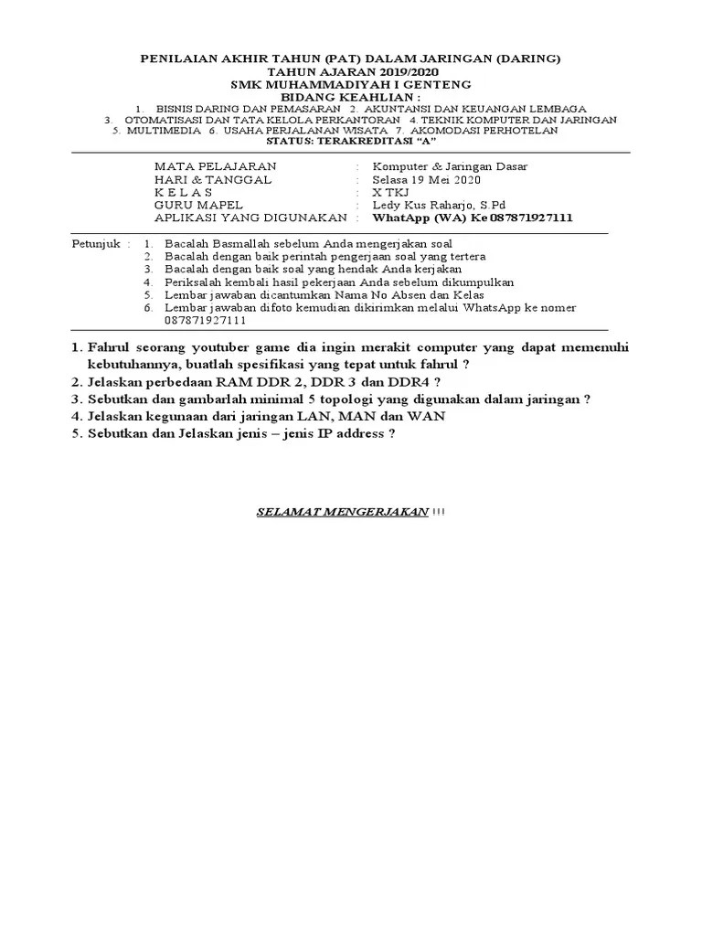 Soal Pat KJD TKJ | PDF