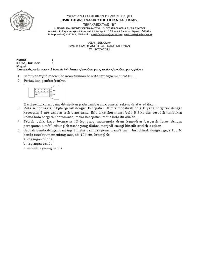 Kode google classroom x mipa 1 : Soal Essay Ujian Sekolah Fisika Kelas 12 Dg Mm Tbsm 2020 2021
