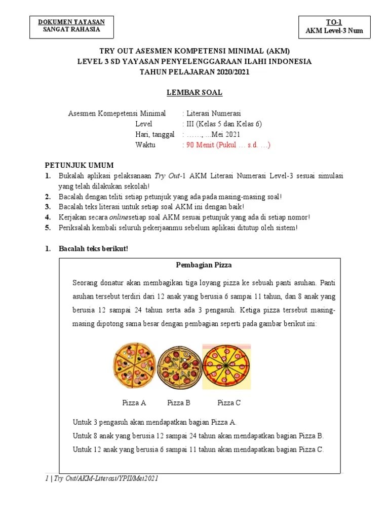 Soal akm numerasi level pembelajaran iv (kelas viii) geometri &. Try Out Soal Akm Numerasi Level 3 Dan Pembahasannya Pdf