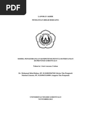 Model Pengembangan Kompetensi Penyuluh Pertanian Di Provinsi Gorontalo | PDF