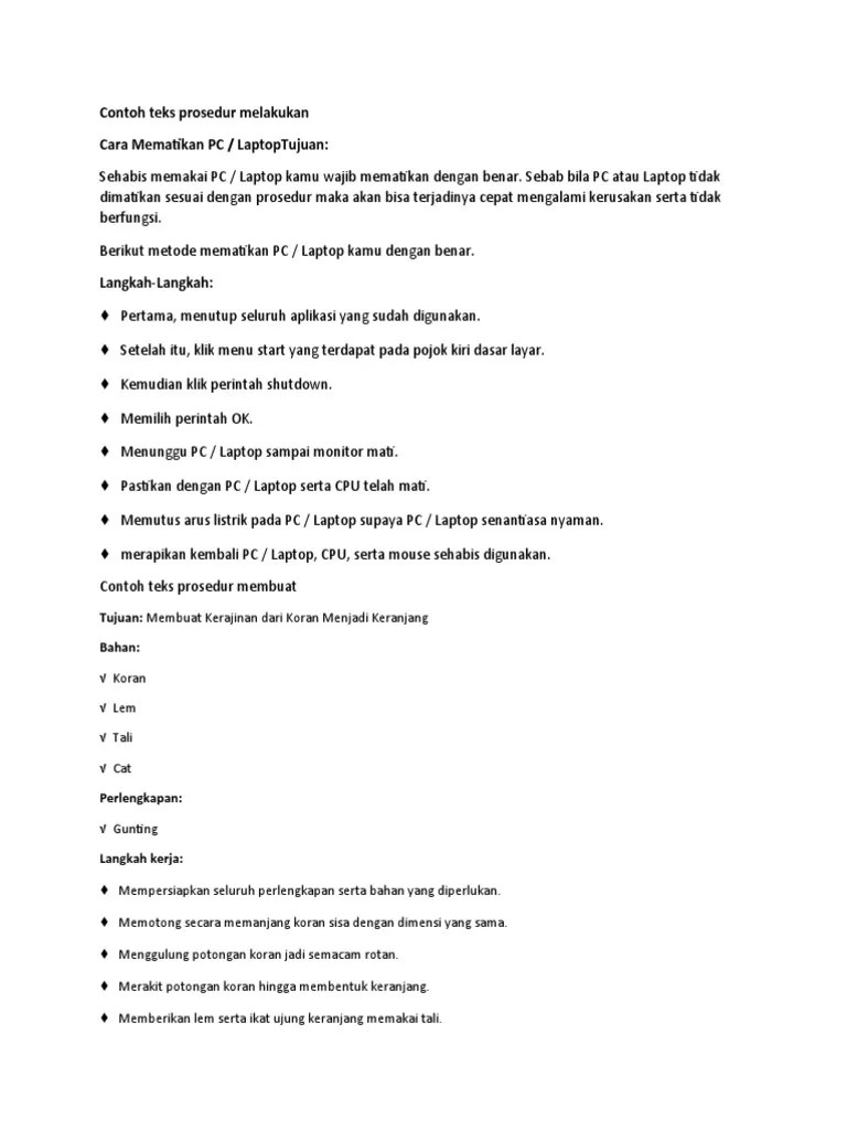 Contoh Teks Prosedur Melakukan | PDF