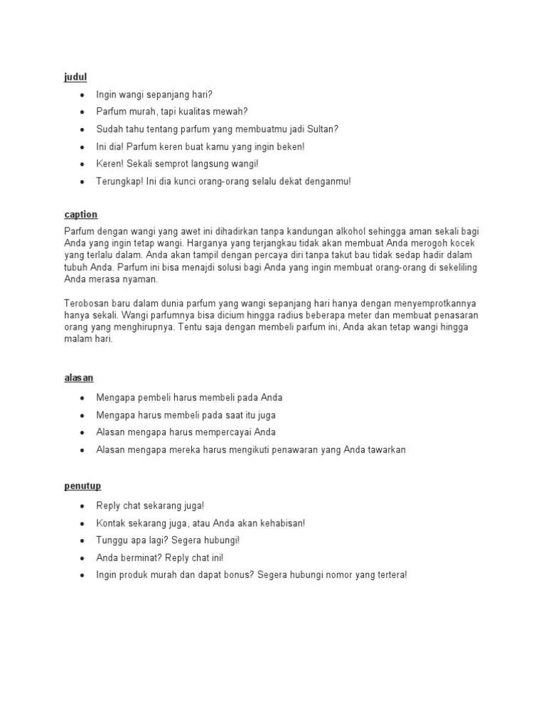 And that was all he wan. Cpywryting Parfum