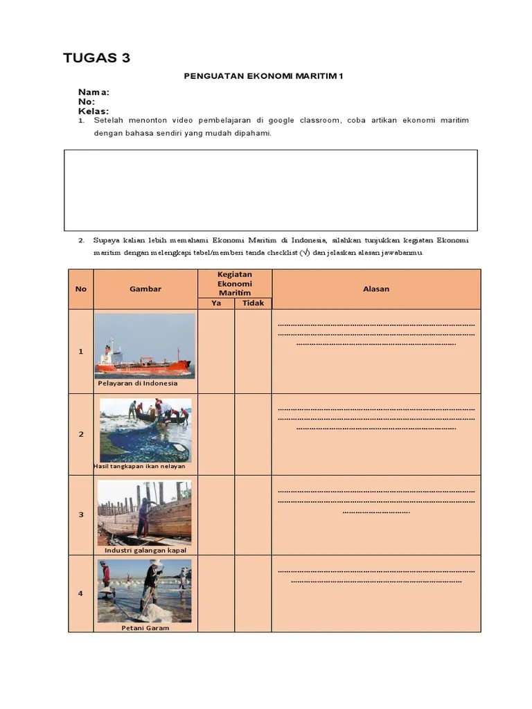Indonesia adalah salah satu negara kepulauan (archipelagic state) terbesar di dunia dengan potensi pesisir sebesar rp 650 triliun, bioteknologi rp 480 t. Tugas 3 Ekonomi Maritim Pdf