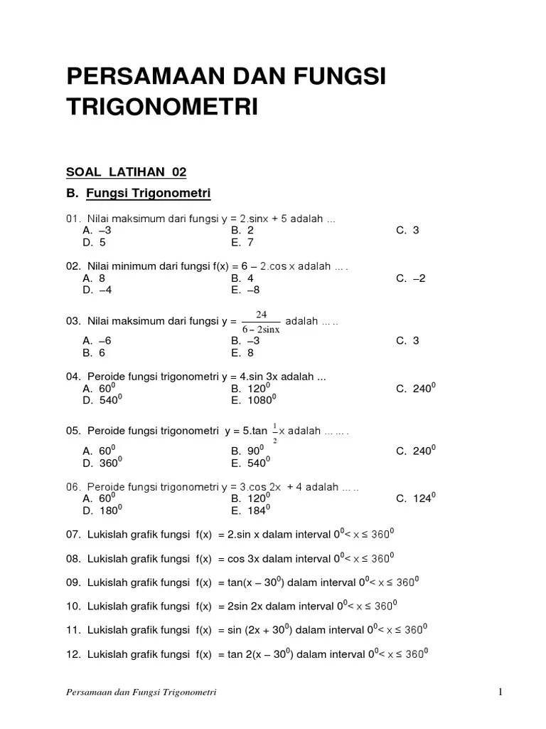 LAT 2 FUNGSI TRIGONOMETRI | PDF