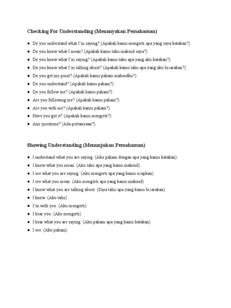 Checking For Understanding - Kelas VIII | PDF