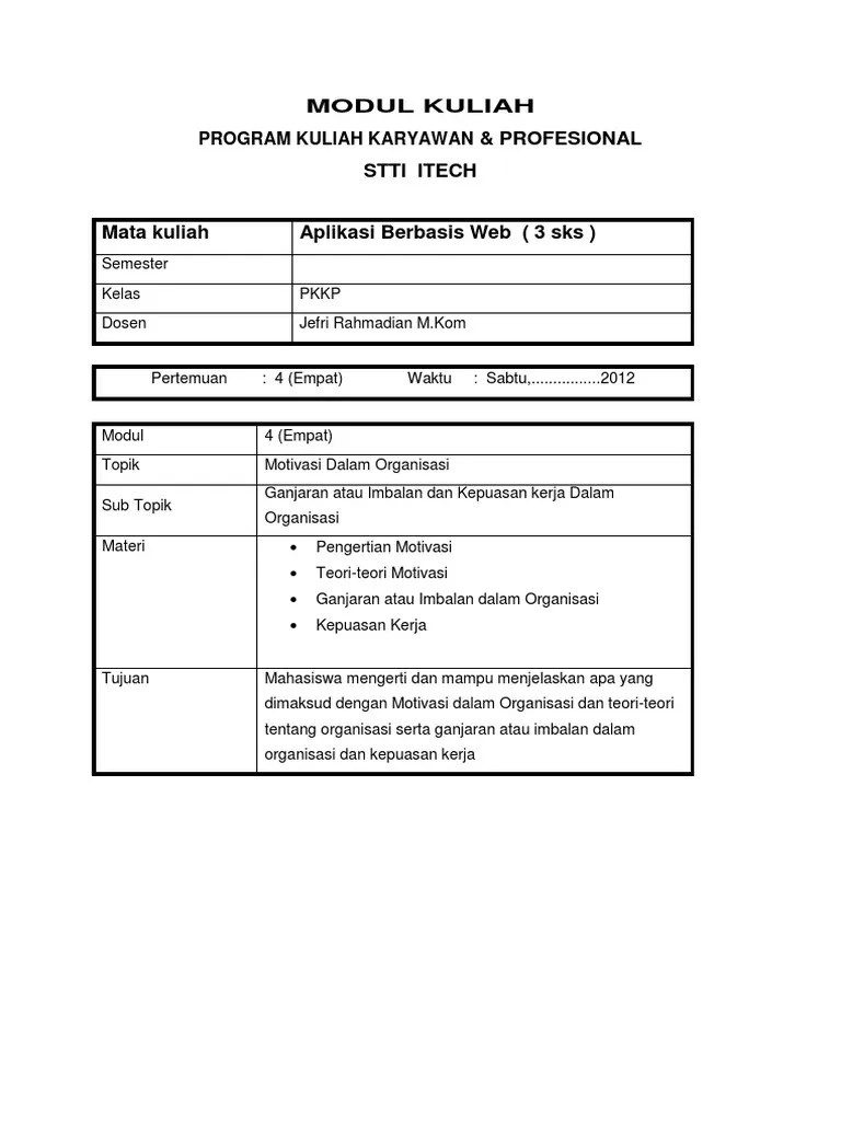 4. Motivasi Dalam Organisasi | PDF