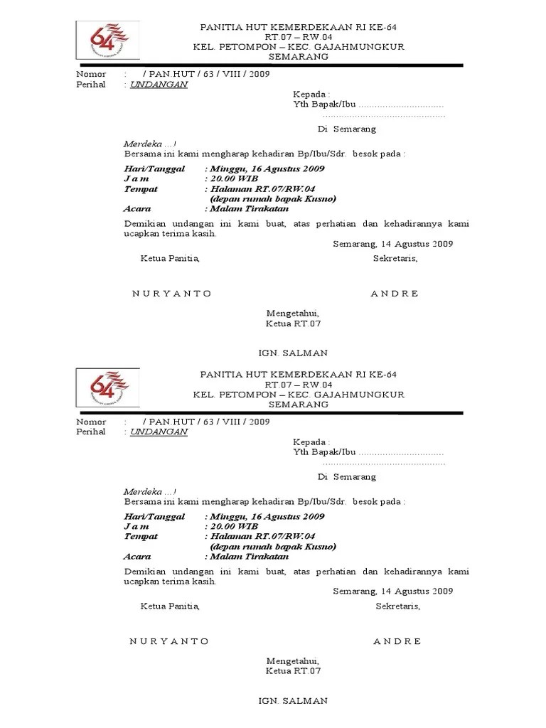 Find out the most recent pictures of contoh surat undangan pentas seni 17 agustus here, so you can receive the picture here simply. Contoh Surat Undangan Rapat Rt 17 Agustus Doc Sample Surat Undangan