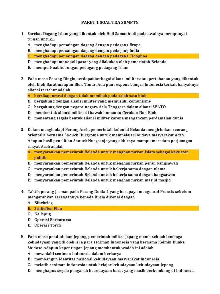 Bank Soal Utbk SBMPTN Soshum 2021 Edisi Lengkap | PDF