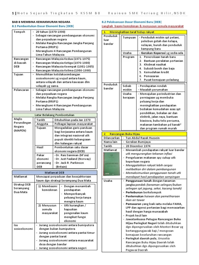 Ditulis dalam bentuk nota yang mudah dibaca. Nota Sejarah Tingkatan 5 Kssm B8 Ruainun Smk Teriang Hilir Nsdk Pdf