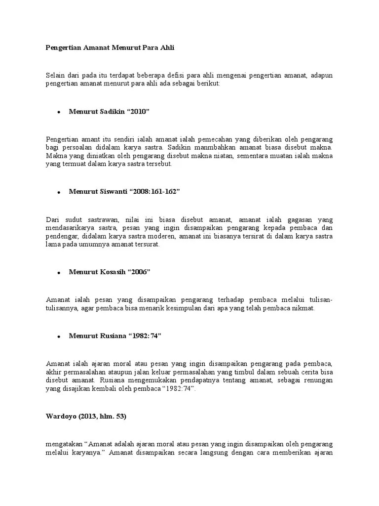 Pengertian Amanat Menurut Para Ahli | PDF