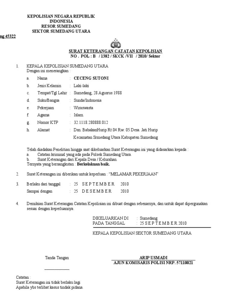 Untuk administrasi pembuatan skck biasanya rp. Surat Keterangan Catatan Kepolisian