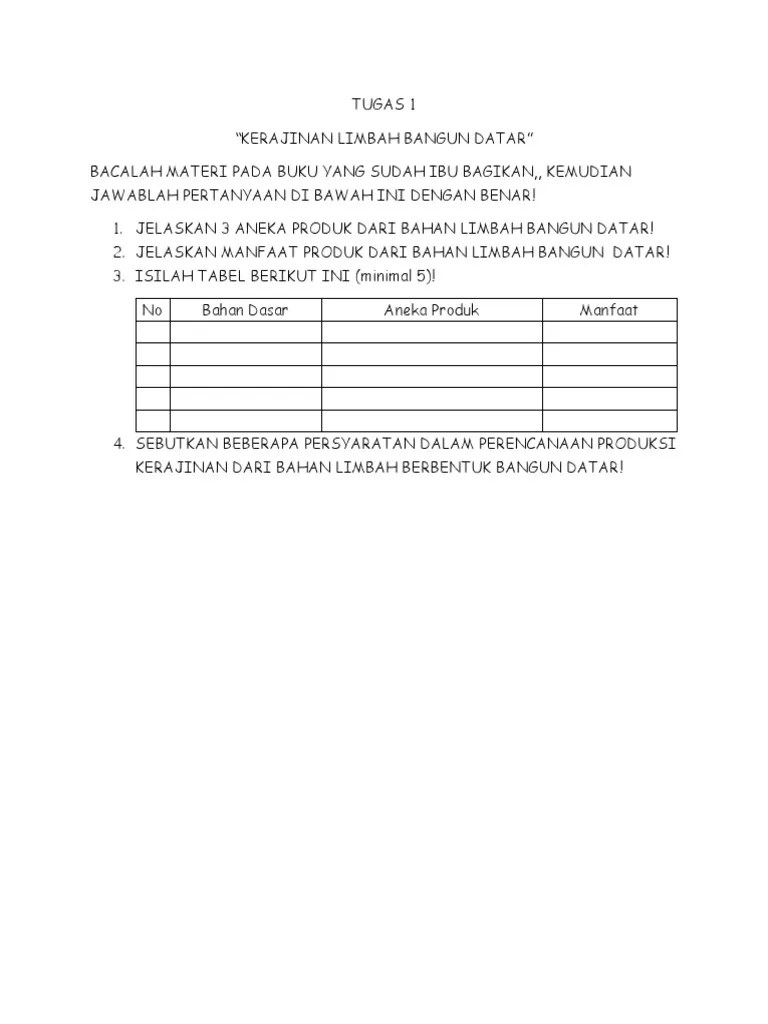 Tugas 1 Kerajinan Limbah Bangun Datar | PDF