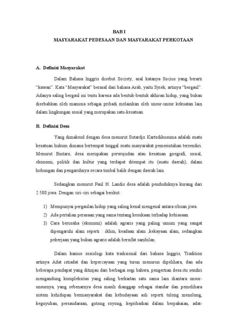 Pembahasan Makalah Pedesaan Dan Perkotaan | PDF