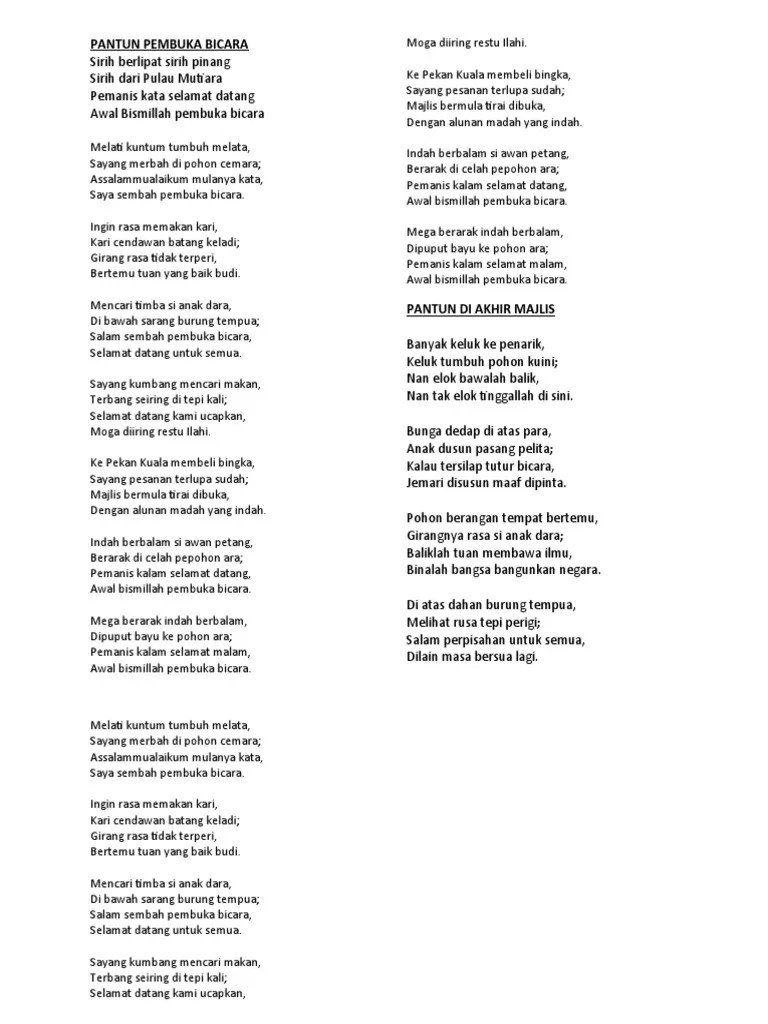 Pantun Pembuka Pidato - Kata Kata Cinta