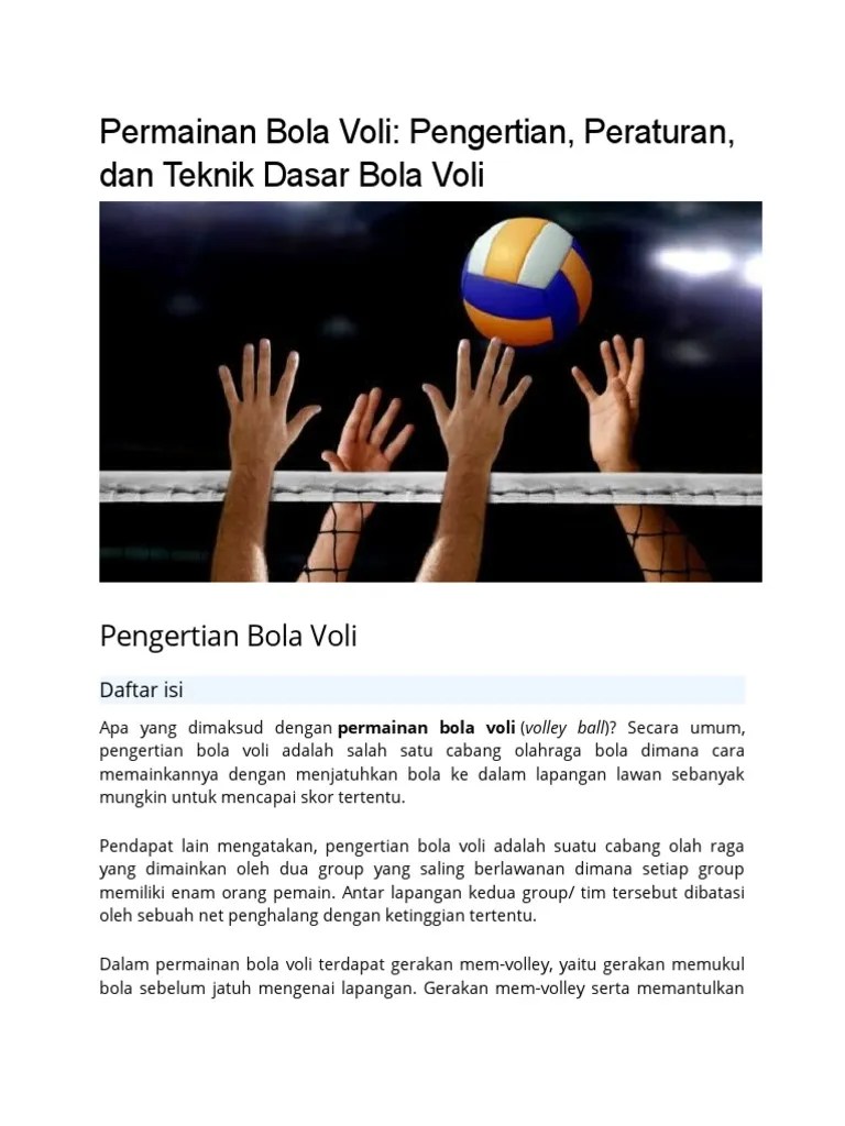 Pada umumnya, passing ini ditujukan untuk memberikan umpan manis kepada . Permainan Bola Voli Pdf