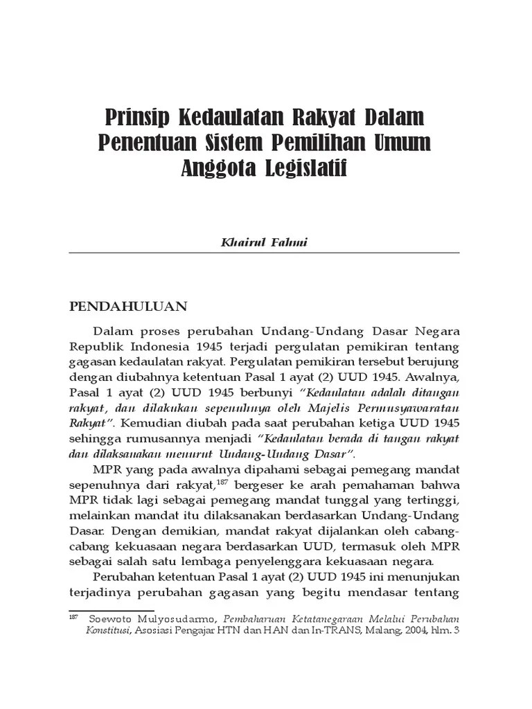 ID Prinsip Kedaulatan Rakyat Dalam Penentua | PDF