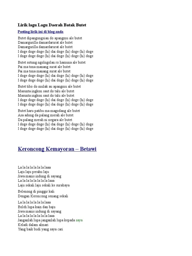 Lagu Keroncong Kemayoran Merupakan Lagu Daerah Yang Berasal Dari