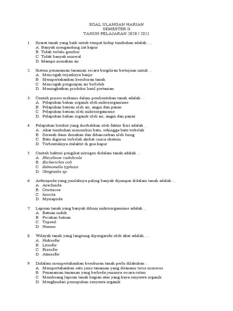 Soal Ulangan Harian Sem 2 | PDF