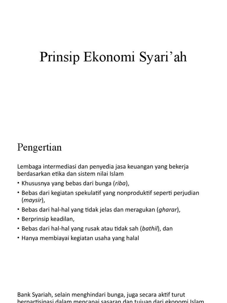 prinsip ekonomi syariah | PDF