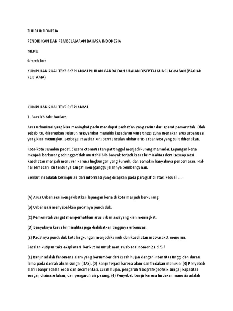 Contoh soal dan jawaban uas pilihan ganda desain. Soal Teks Eksplanasi Pdf