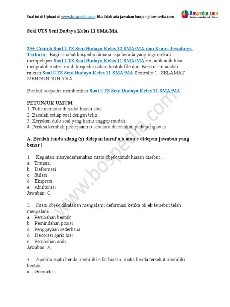 Ada 25 soal lebih seni budaya (20 pg + 7 essay/uraian) yang bisa siswa sma/ma pelajari sebagai bahan referensi belajar online sebelum menghadapi . Bc5jlcp7wplv0m