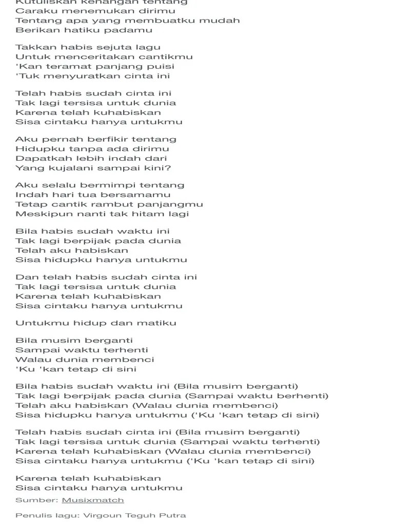 Virgoun, penyanyi dan komposer lagu ini, mendedikasikannya khusus untuk anaknya, starla. Cinta Untuk Starla Penelusuran Google Pdf