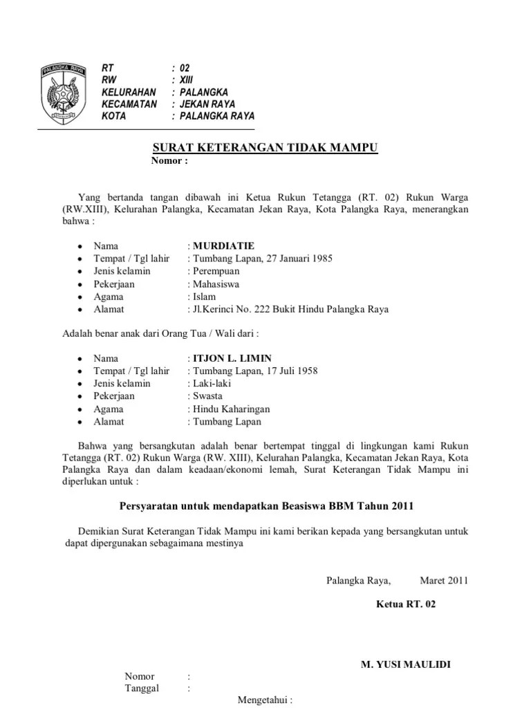 Tidak berlakunya lagi surat keterangan tidak mampu (sktm) dalam proses ppdb, . Contoh Surat Keterangan Tidak Mampu Dari Sekolah Doc Nusagates
