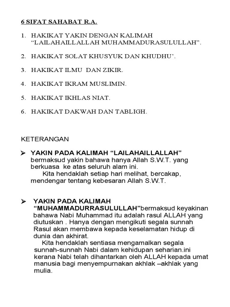 6 Sifat Sahabat R.A. | PDF