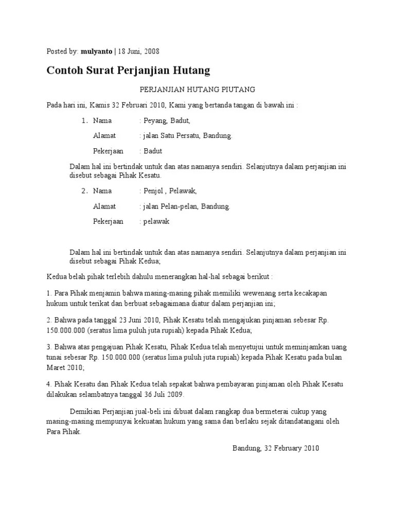 Contoh surat pinjaman wang dari majikan surat rasmi pinjaman wang resepi book f. Contoh Surat Perjanjian Pinjam Wang Baru Letter Website
