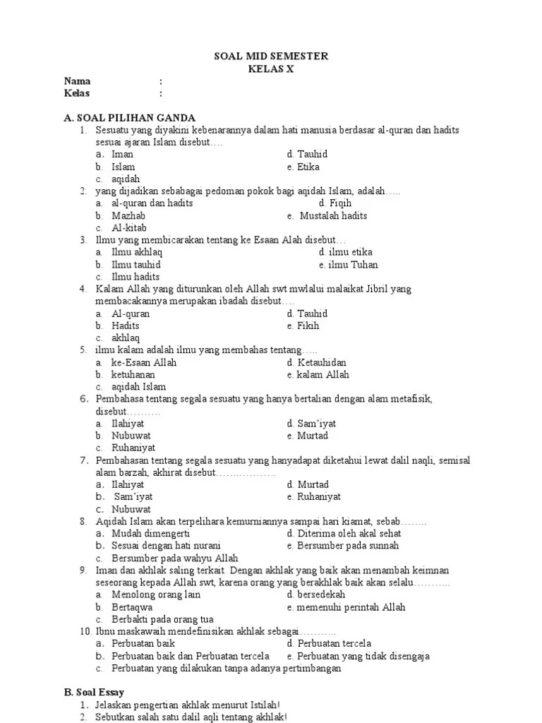 Seperti png jpg animasi gif seni gambar logo hitam dan putih transparan dll. Soal Mid Semester Aliyah Pdf