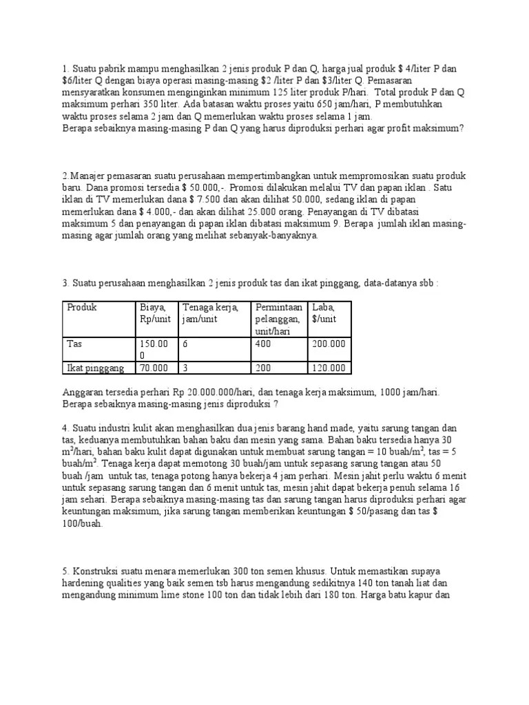 Latihan Soal Menejemen Untuk Teknik Kimia | PDF